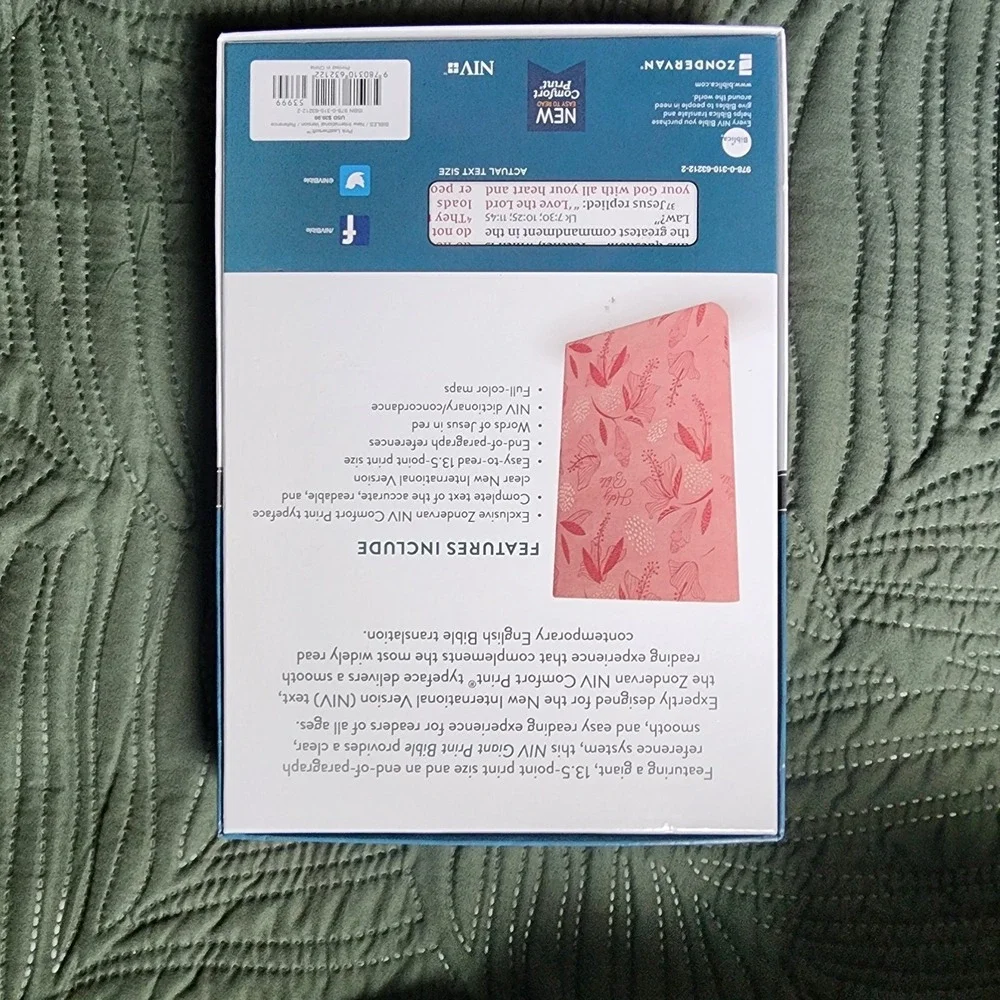 NIV Bible Giant Print Edition, Gold Glid, Pink